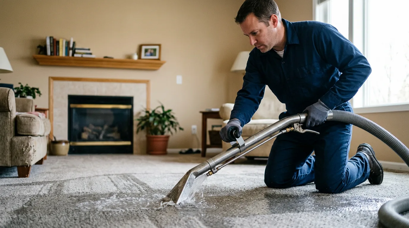 Water damage restoration technician working near Whitewright, TX